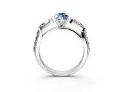 Channel-Set Engagement Ring Setting for Fancy Blue Marquise Center with Baguette Band and Prong Head in Platinum