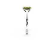 Solitaire Engagement Ring Setting for Fancy Yellow Emerald Cut Center with Flat-Sided Plain Band and Prong Head in Sterling Silver