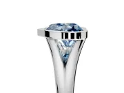 Solitaire Engagement Ring Setting for Fancy Blue Heart-Shaped Center with V Split Shank and Bezel Head in White Gold