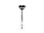 Solitaire Engagement Ring Setting for Fancy Black Oval Center with Fine Pave Narrow Band and Prong Head in Platinum