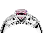 3 Stone Engagement Ring Setting for Fancy Pink Emerald Cut Center with Large Pear-Shaped Accents and Prong Head in Platinum