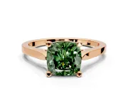 Solitaire Engagement Ring Setting for Fancy Green Cushion Cut Center with Tapered Shoulders and Prong Head in Rose Gold