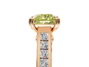 Solitaire Engagement Ring Setting for Fancy Yellow Princess Cut Center with Channel Band and Double Claw Prong Head in Rose Gold