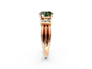 Solitaire Engagement Ring Setting for Fancy Green Round Cut Center with Grooved Bar Accent Band and Prong Head in Rose Gold
