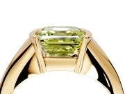 Tension Engagement Ring Setting for Fancy Yellow Asscher Cut Center with Wide Tapered Band and Tension Head in Yellow Gold