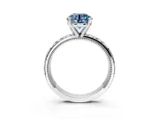 Solitaire Engagement Ring Setting for Fancy Blue Round Cut Center with XO Engraved Band and Prong Head in Platinum