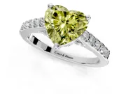 Solitaire Engagement Ring Setting for Fancy Yellow Heart-Shaped Center with Crossover Accents and Prong Head in Platinum