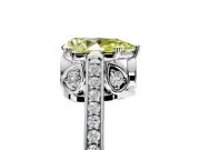 Cathedral Engagement Ring Setting for Fancy Yellow Pear-Shaped Center with Antique-Style Pave Band and Prong Head in Sterling Silver