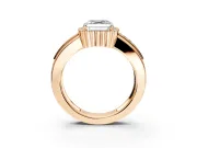 Halo Engagement Ring Setting for Asscher Cut Center with Wide Band, Inlaid Accent Row and Prong Head in Rose Gold
