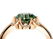 Floral Frame Engagement Ring Setting for Fancy Green Round Cut Center with Accent Clusters and Prong Head in Rose Gold
