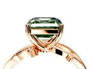 Solitaire Engagement Ring Setting for Fancy Green Asscher Cut Center with Pave and Plain Crossover Band and Prong Head in Rose Gold
