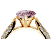 Solitaire Engagement Ring Setting for Fancy Pink Heart-Shaped Center with Multi-Row Accents and Prong Head in Yellow Gold