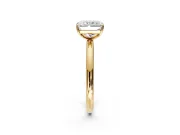 Low-Set Solitaire Engagement Ring Setting for Radiant Cut Center with Thin Plain Band and Prong Head in Yellow Gold