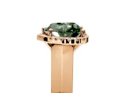 Halo Engagement Ring Setting for Fancy Green Heart-Shaped Center with Knife Ridge Cathedral Band and Prong Head in Rose Gold