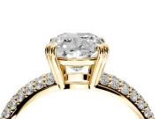 Solitaire Engagement Ring Setting for Cushion Cut Center with Multi-Row Pave Accents and Basket Head in Yellow Gold