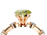 Solitaire Engagement Ring Setting for Fancy Yellow Heart-Shaped Center with Bezel Station Band and Prong Head in Rose Gold