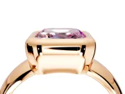 Solitaire Engagement Ring Setting for Fancy Pink Asscher Cut Center with Wide Band and Bezel Head in Rose Gold
