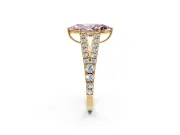 Solitaire Engagement Ring Setting for Fancy Pink Marquise Center with Pave Split Shank and Prong Head in Yellow Gold