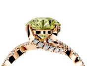 Solitaire Engagement Ring Setting for Fancy Yellow Round Cut Center with Narrow Twist Pave Band and Prong Head in Rose Gold