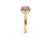 Starburst Halo Engagement Ring Setting for Fancy Pink Princess Cut Center with Thin Round-Wire Band and Prong Head in Yellow Gold