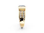 Bezel Engagement Ring Setting for Fancy Blue Princess Cut Center with Wide Channel-Set Band and Bezel Head in Yellow Gold