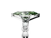 Solitaire Engagement Ring Setting for Fancy Green Marquise Center with Beaded Bezel Station Band and Prong Head in Platinum