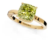 Hidden Halo Engagement Ring Setting for Fancy Yellow Cushion Cut Center with Wide Flat Plain Band and Prong Head in Yellow Gold