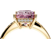Solitaire Engagement Ring Setting for Fancy Pink Princess Cut Center with Channel-Set Accent Band and Prong Head in Yellow Gold