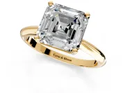 Solitaire Engagement Ring Setting for Asscher Cut Center with Knife Ridge Band and Claw Prong Head in Yellow Gold