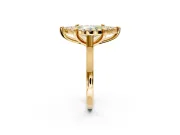 Single Halo Engagement Ring Setting for Fancy Yellow Marquise Center with Corner Claws, Plain Band and Prong Head in Yellow Gold