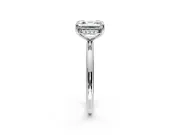 Hidden Halo Engagement Ring Setting for Asscher Cut Center with Thin Round-Wire Band and Prong Head in Platinum