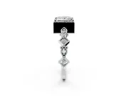 Milgrain Bezel Engagement Ring Setting for Princess Cut Center with Marquise Stations and Bezel Head in Sterling Silver