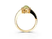 Accent Halo Engagement Ring Setting for Fancy Yellow Marquise Center with Full-Length Pave Band and Prong Head in Yellow Gold