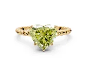 Solitaire Engagement Ring Setting for Fancy Yellow Heart-Shaped Center with Plain Twisted Rope Band and Prong Head in Yellow Gold