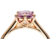 Solitaire Engagement Ring Setting for Fancy Pink Radiant Cut Center with Cathedral Band and Prong Head in Rose Gold