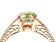 Split Shank Engagement Ring Setting for Fancy Yellow Oval Center with Pave Split Shank and Prong Head in Rose Gold