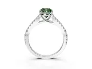 Solitaire Engagement Ring Setting for Fancy Green Cushion Cut Center with Pave Split Shank and Prong Head in Sterling Silver
