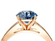 Solitaire Engagement Ring Setting for Fancy Blue Round Cut Center with Princess Cut Channel Band and Prong Head in Rose Gold