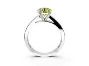 Solitaire Engagement Ring Setting for Fancy Yellow Round Cut Center with Princess Cut Channel Band and Prong Head in White Gold