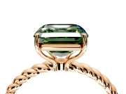 Solitaire Engagement Ring Setting for Fancy Green Asscher Cut Center with Plain Twisted Rope Band and Prong Head in Rose Gold