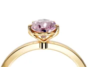 Solitaire Engagement Ring Setting for Fancy Pink Pear-Shaped Center with Thin Rounded Plain Band and Prong Head in Yellow Gold