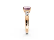 5 Stone Engagement Ring Setting for Fancy Pink Princess Cut Center with Plain Band and Prong Head in Rose Gold