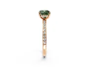 Solitaire Engagement Ring Setting for Fancy Green Cushion Cut Center with Fine Pave Band and Prong Head in Rose Gold