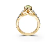 Solitaire Engagement Ring Setting for Fancy Yellow Marquise Center with Graduated Shared Prongs and Prong Head in Yellow Gold