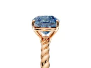 Solitaire Engagement Ring Setting for Fancy Blue Cushion Cut Center with Plain Twisted Rope Band and Prong Head in Rose Gold