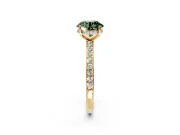 Solitaire Engagement Ring Setting for Fancy Green Round Cut Center with Fine Pave Band and Prong Head in Yellow Gold
