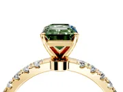 Open Basket Engagement Ring Setting for Fancy Green Emerald Cut Center with Pave Band and Prong Head in Yellow Gold