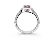Solitaire Engagement Ring Setting for Fancy Pink Radiant Cut Center with Multi-Row Accents and Prong Head in Sterling Silver