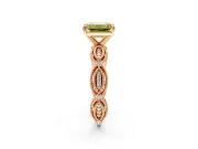 Solitaire Engagement Ring Setting for Fancy Yellow Emerald Cut Center with Marquise Panel Band and Prong Head in Rose Gold