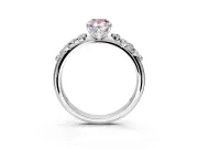 Cluster Engagement Ring Setting for Fancy Pink Pear-Shaped Center with Round Cut Accent Band and Prong Head in Sterling Silver
